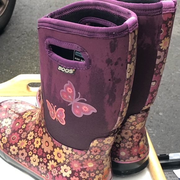 Bogs Classic High Daisy Love Me Purple Kids Waterproof -30 Deg F Boots Size 39/6 - Picture 6 of 11
